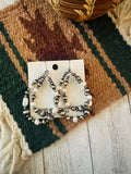 Navajo Natural Pearl & Sterling Silver Beaded Double Hoop Dangle Earrings