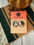 Navajo White Buffalo & Sterling Silver Post Earrings