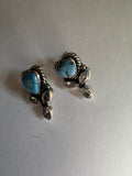 Handmade Golden Hills Turquoise, CZ and Sterling Silver Post Earrings