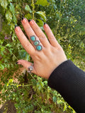 3 Stone Beautiful Handmade Turquoise And Sterling Silver Adjustable Ring