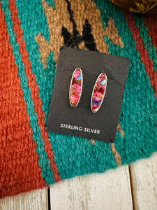 Navajo Pink Dream Mojave & Sterling Silver Oval Post Earrings