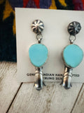 Navajo Turquoise & Sterling Silver Blossom Dangle Earrings by Jacqueline Silver