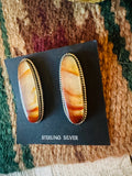 Navajo Jasper Sterling Silver Post Earrings Signed