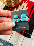 Navajo Sterling Silver & Turquoise Cluster Post Earrings Signed