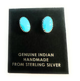 Navajo Kingman Turquoise and Sterling Silver Stud Earrings