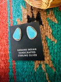 Navajo Kingman Turquoise and Sterling Silver Stud Earrings