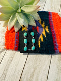 Navajo Turquoise and Sterling Silver Three Stone Dangle Earrings