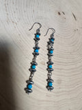 Handmade Turquoise And Sterling Silver Beaded Dangle Earringsl