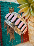 Navajo Sterling Silver & Queen Pink Conch Cuff Bracelet