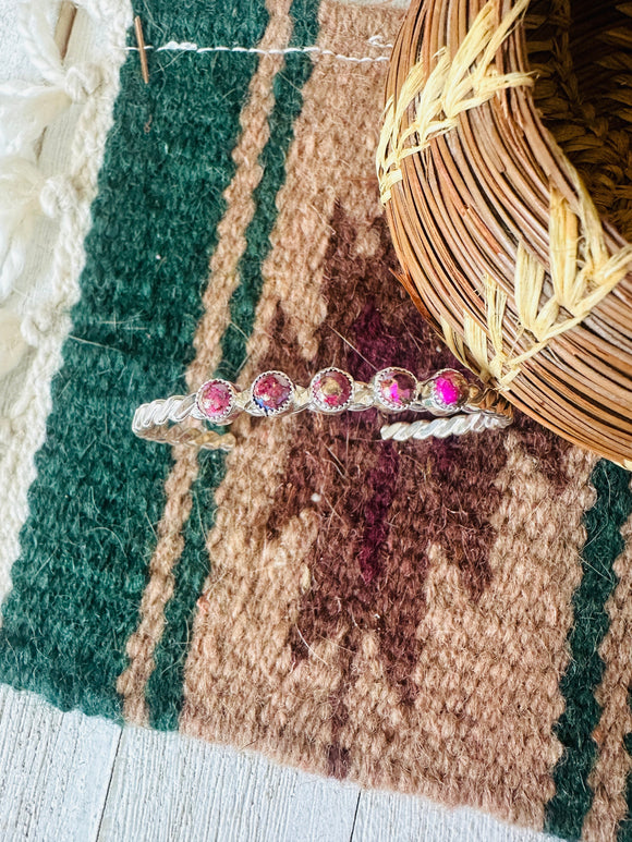 Navajo Pink Dream Mojave & Sterling Silver Cuff Bracelet