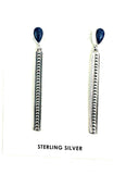 Navajo Lapis & Sterling Silver Drop Dangle Earrings Signed