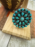 Handmade Sterling Silver & Turquoise Cluster Adjustable Ring by Nizhoni