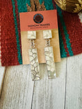 Zuni Sterling Silver & Mother of Pearl Inlay Dangle Earrings