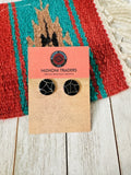 Zuni Sterling Silver & Black Onyx Inlay Stud Earrings