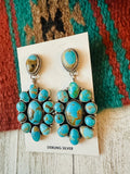 Navajo Turquoise & Sterling Silver Cluster Dangle Earrings