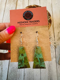 Navajo Sterling Silver & Turquoise Slab Dangle Earrings