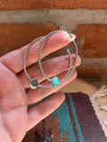 Handmade Turquoise & Sterling Silver Hoop Earrings Signed Nizhoni