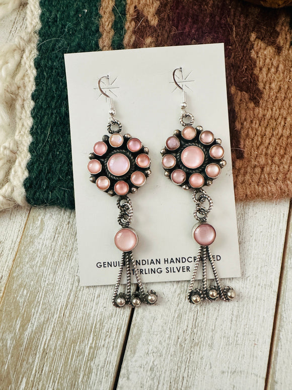 Navajo Mother of Pearl & Sterling Silver Dangle Earrings