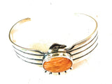 Navajo Orange Spiny & Sterling Silver Thunderbird Cuff Bracelet