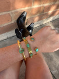 “The Golden Collection” Desert Winds Handmade Natural Sonoran Turquoise 14k Gold Plated Adjustable Bracelet Cuff