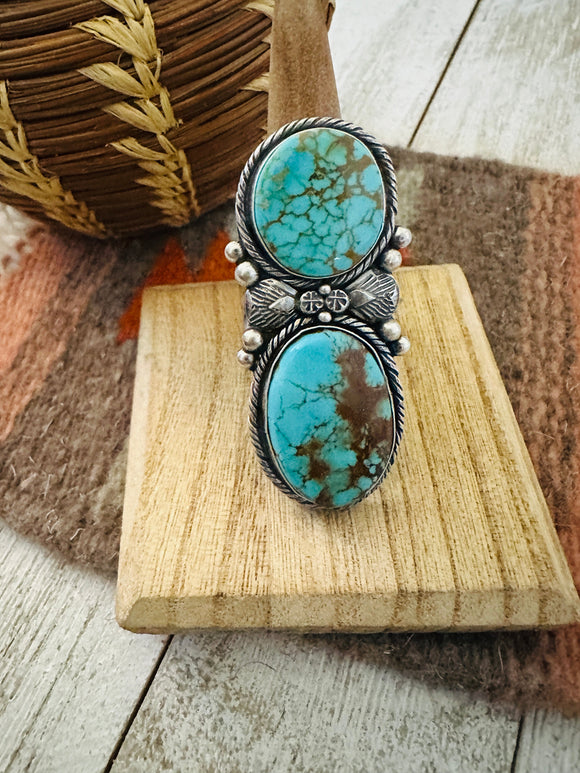 Navajo Royston Turquoise & Sterling Silver Ring Size 9 by Jacqueline Silver