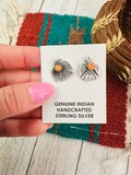 Navajo Sterling Silver & Orange Spiny Thunderbird Stud Earrings