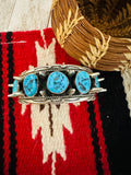 Navajo Kingman Turquoise & Sterling Silver Spiked Cuff Bracelet