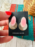 Navajo Sterling Silver & Queen Pink Conch Post Earrings