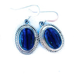 Navajo Rainbow Calsilica & Sterling Silver Oval Dangle Earrings