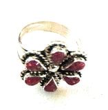 Zuni Sterling Silver & Magenta Opal Flower Ring