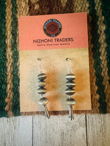 Navajo Sterling Silver Beaded Blossom Dangle Earrings