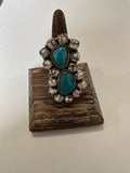 “Free Spirit” Nizhoni’s Wild Horse & Turquoise Sterling Silver Cluster Ring