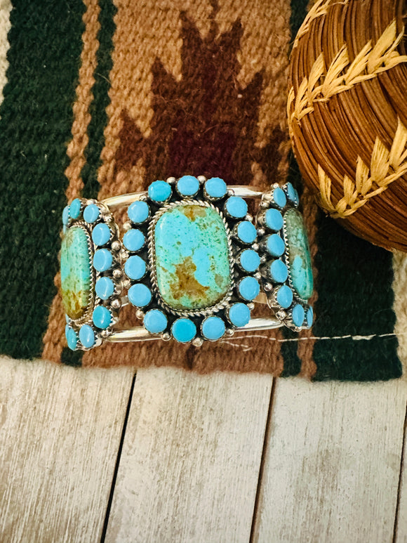 Navajo Kingman Turquoise & Sterling Silver Cuff Bracelet