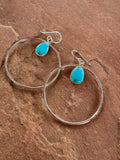 Handmade Turquoise and Sterling Silver Hoop Earrings