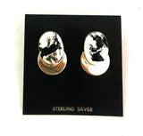 Navajo White Buffalo & Sterling Silver Post Earrings