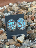 Navajo Sterling Silver & Golden Hills Turquoise  Post Earrings Signed