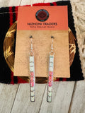 Zuni Sterling Silver & Fire Opal Inlay Dangle Earrings