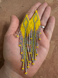 “The Golden Collection” Final Fiesta Handmade Yellow Beaded Earrings