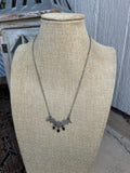 Beautiful Handmade Sterling Silver & Onyx Bat 3 Stone Necklace