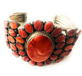 Navajo Orange Spiny Sterling Silver Cuff Bracelet