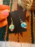 Navajo Sterling Silver & Multi Stone Inlay Dangle Earrings