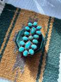 “The September” Nizhoni Handmade Adjustable Turquoise Sterling Silver Ring (Green)