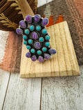 Handmade Sterling Silver, Turquoise & Purple Opal Cluster Adjustable Ring by Nizhoni