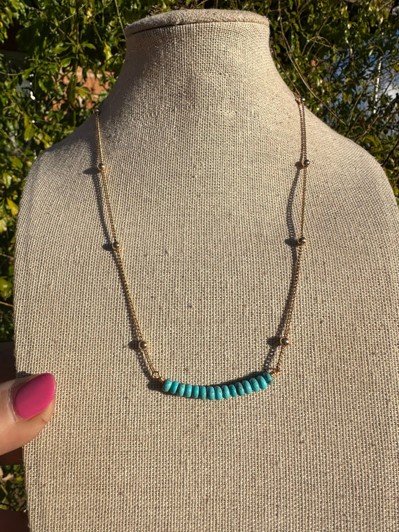 “The Golden Collection” Wild Heart Handmade Natural Turquoise Beaded 18k Gold Plated Necklace