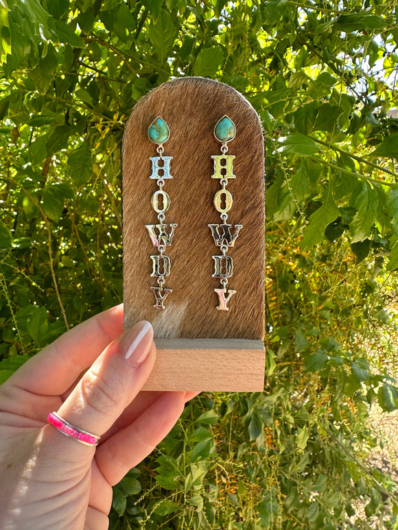 HOWDY Handmade Sterling Silver Natural Turquoise Earrings