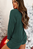 Evergreen Corded MERRY Graphic Long Sleeve Top and Shorts Set