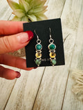 Navajo Turquoise, Quartz & Sterling Silver Dangle Earrings