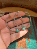 Handmade Turquoise & Sterling Silver Hoop Earrings Signed Nizhoni