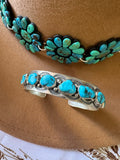 Navajo Turquoise & Sterling Silver Cuff Bracelet Signed B Shorty