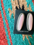 Navajo Sterling Silver & Queen Pink Conch Post Earrings by Wydell Billie